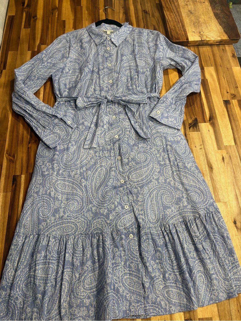 Talbots Light Blue Paisley Button-Front Shirt Dress